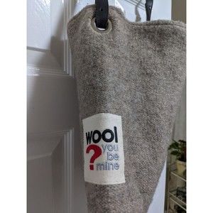 WOOL YOU BE MINE Gray Crossbody Bag Purse W/ Logo & Adjustable Leather Strap EUC